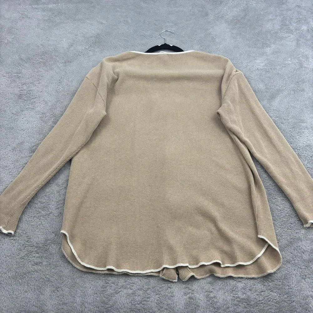VTG Fitigues Waffle‎ Knit Zip Up Sweater Jacket Womens S Beige Comfy Loungewear - Picture 2 of 14